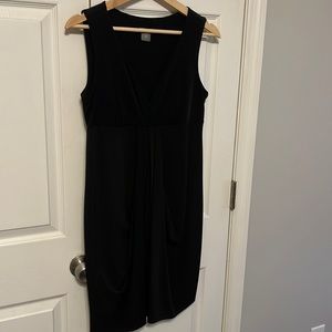 Ann Taylor Little Black Dress gathered detail, mid length sz MP